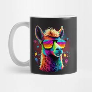 Groovy Llama Rocking Colorful Glasses Mug